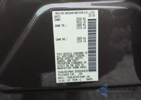 2017 Nissan Leaf S from USA, damaged, VIN 1N4BZ0CP6HC300469